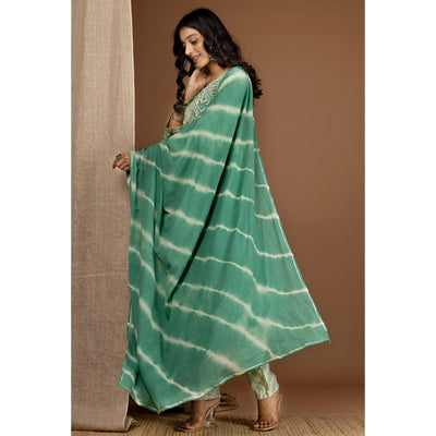 green-floral-printed-pure-cotton-kurti-pant-set-144157