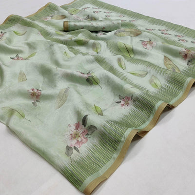 green-floral-printed-pure-cotton-saree-144999