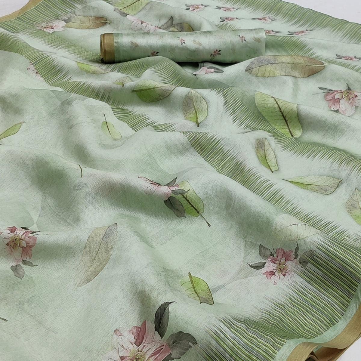 green-floral-printed-pure-cotton-saree-144999