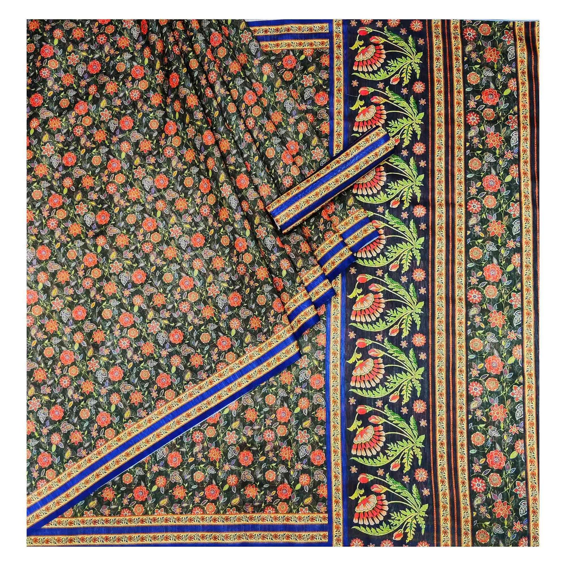 green-blue-floral-printed-pure-cotton-saree-145032