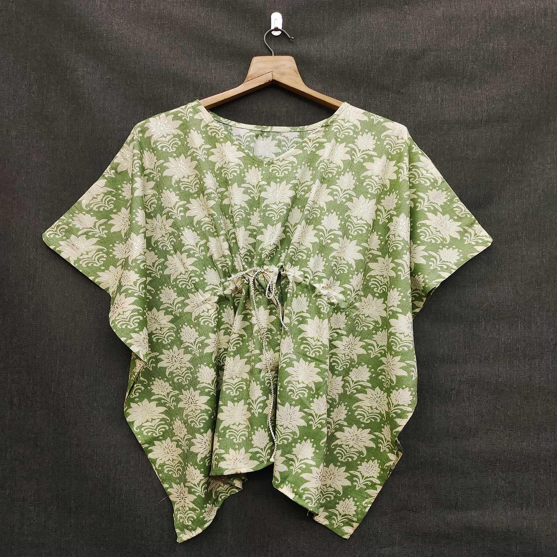 green-floral-printed-rayon-kaftan-top-143536