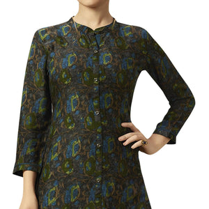 amazing-dark-gray-colored-partywear-printed-rayon-kurti-palazzo-set