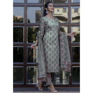 turquoise-floral-printed-rayon-kurti-pant-set-with-dupatta