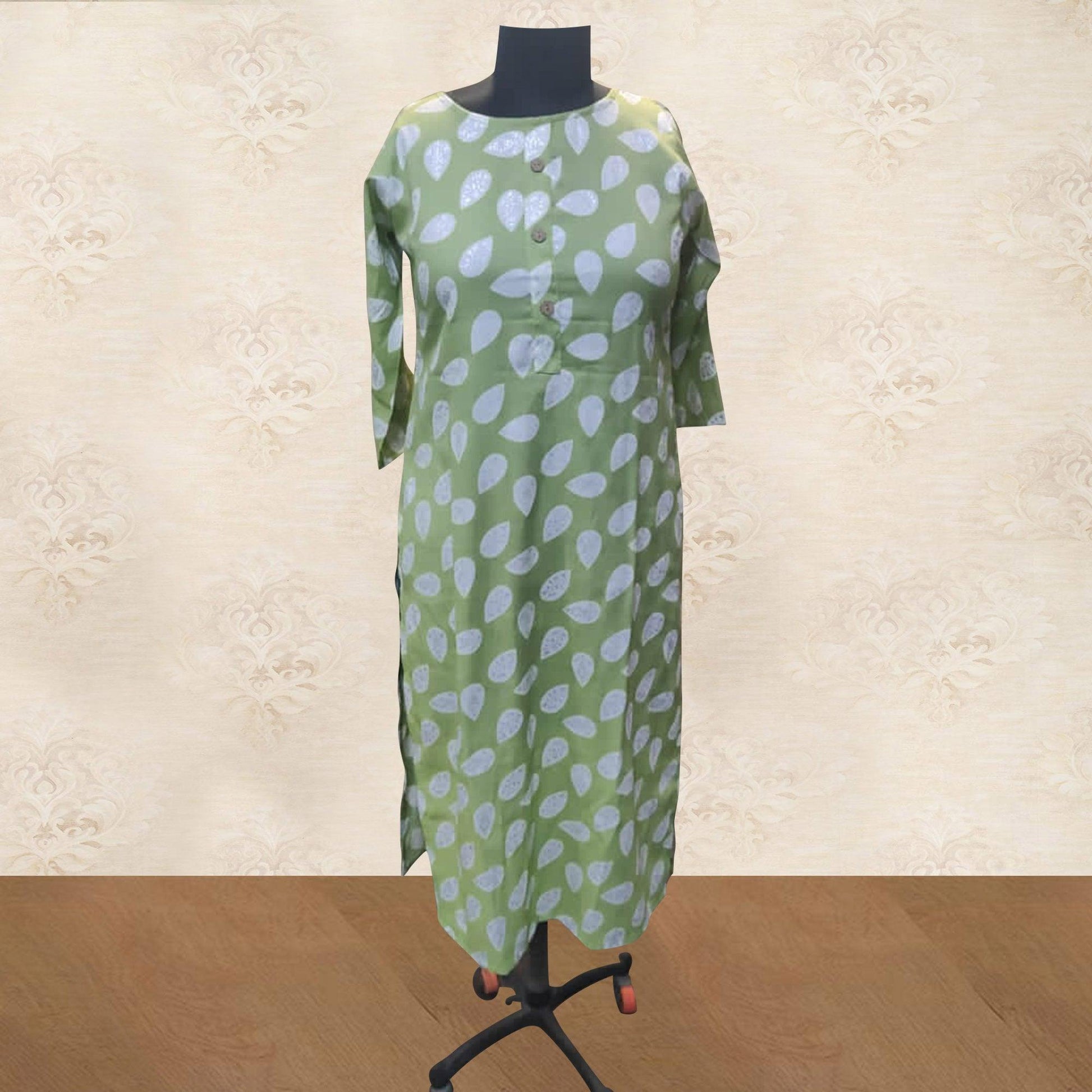 green-floral-printed-rayon-kurti