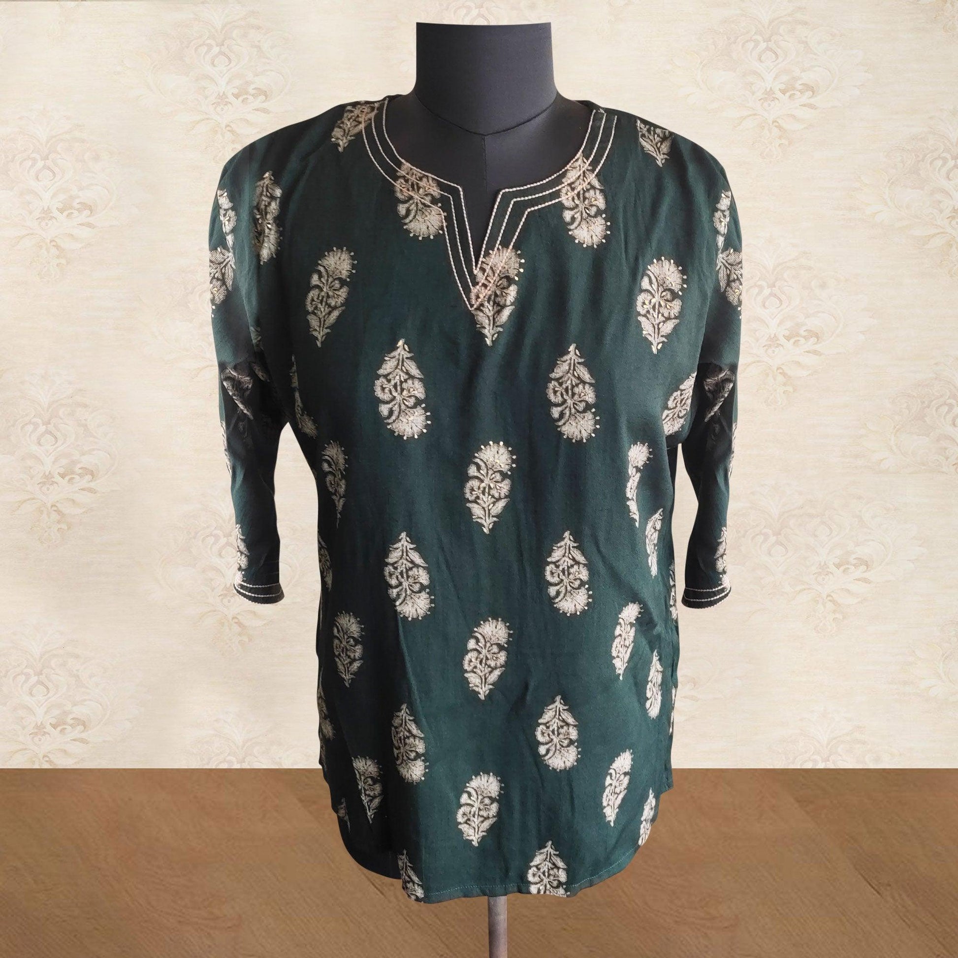 green-floral-printed-rayon-top
