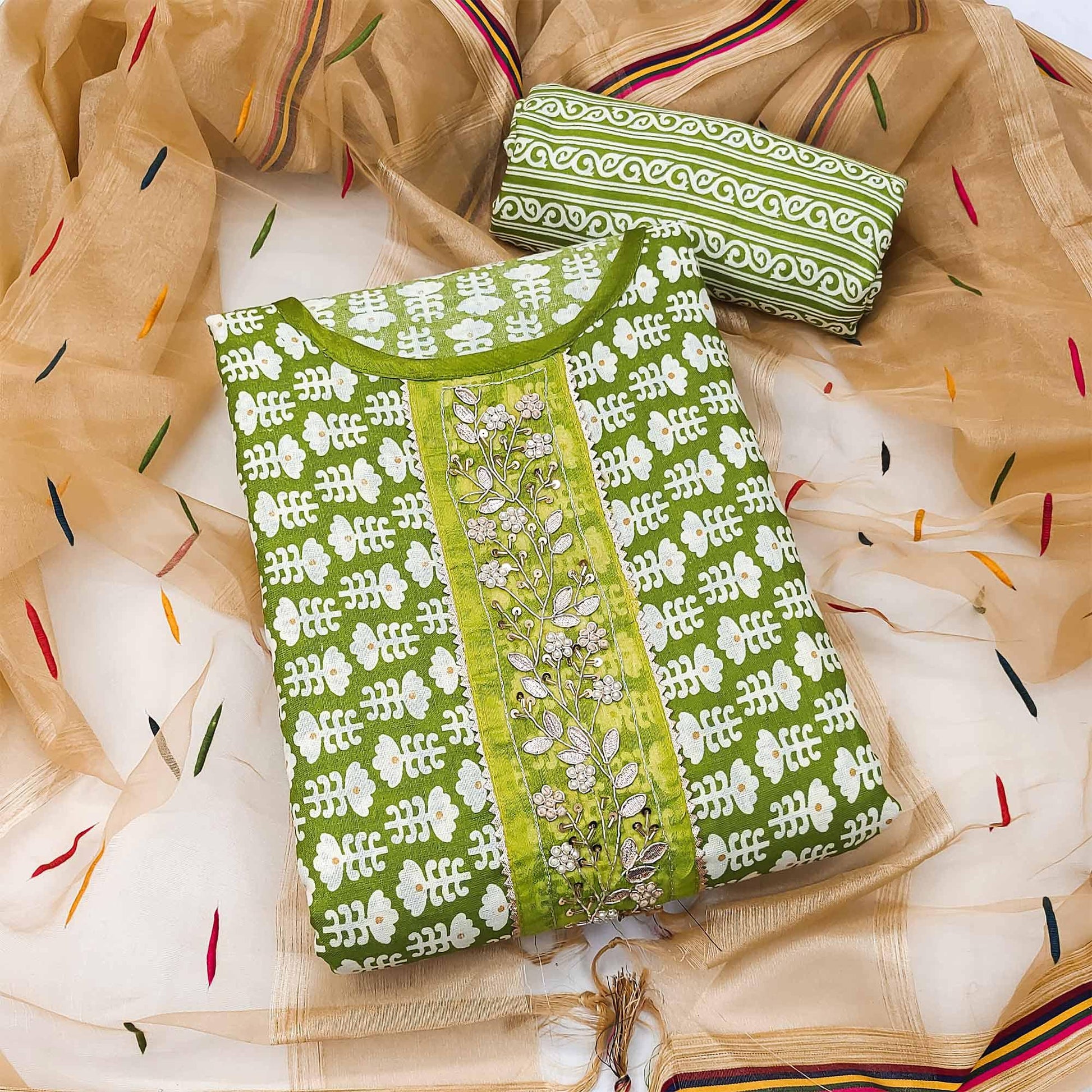 green-floral-printed-with-embellished-poly-cotton-dress-material
