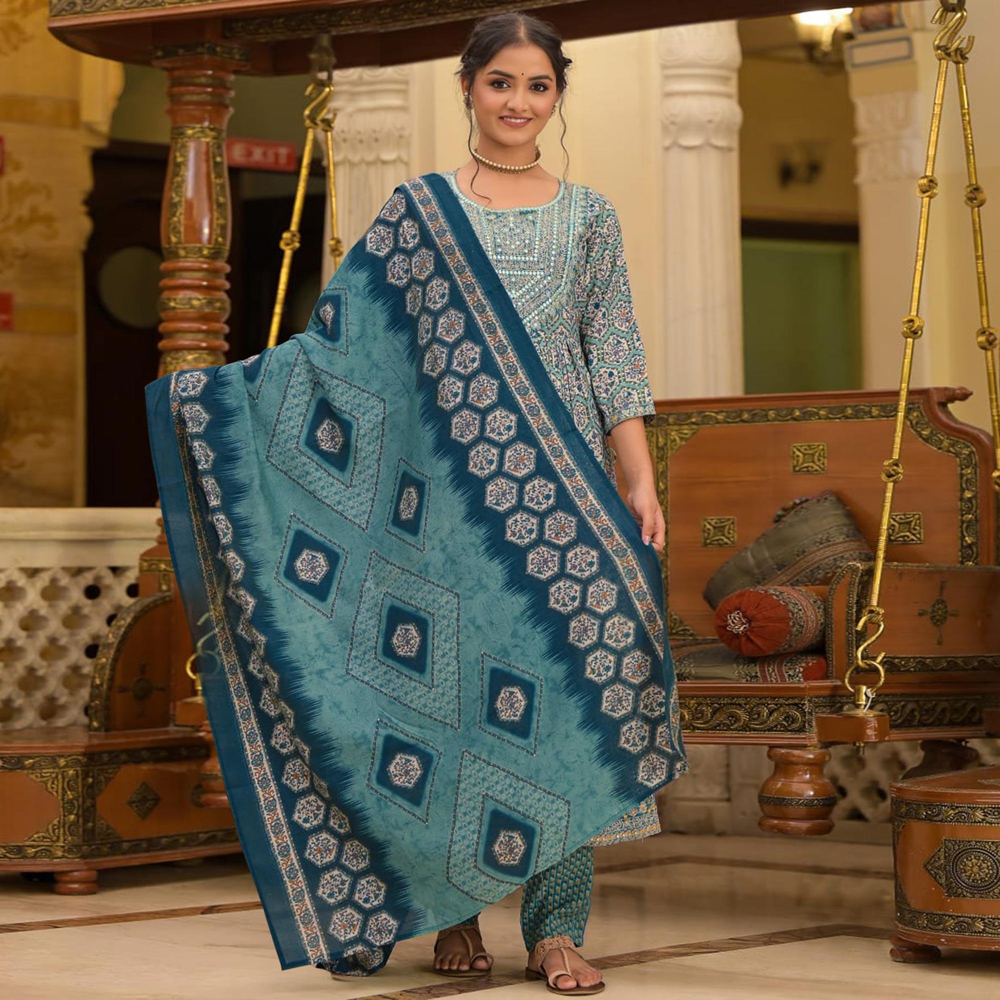 green-floral-printed-with-embroidered-chanderi-anarkali-suit