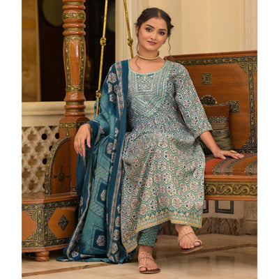 green-floral-printed-with-embroidered-chanderi-anarkali-suit