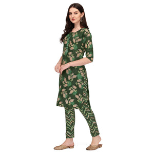green-floral-printed-with-embroidered-poly-cotton-kurti-pant-set