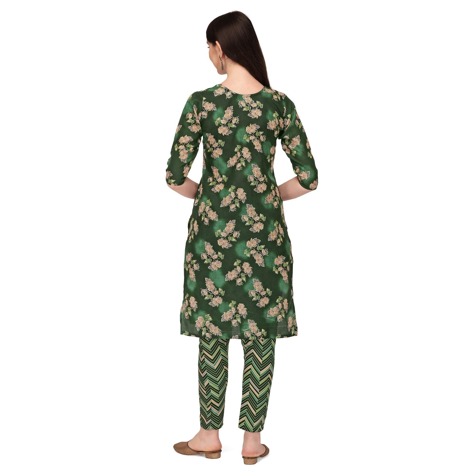 green-floral-printed-with-embroidered-poly-cotton-kurti-pant-set