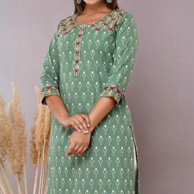 green-floral-printed-with-embroidered-pure-cotton-kurti