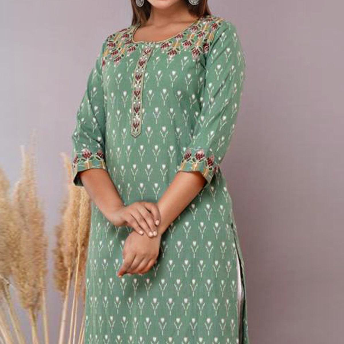 green-floral-printed-with-embroidered-pure-cotton-kurti