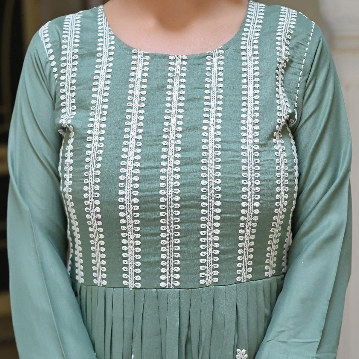 green-floral-sequence-embroidered-muslin-gown
