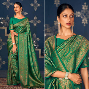 green-floral-woven-art-silk-saree-1