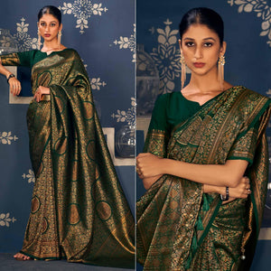 green-floral-woven-art-silk-saree