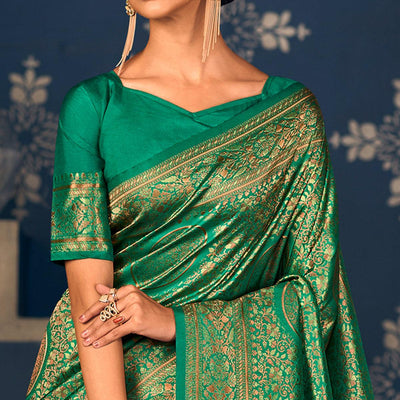 green-floral-woven-art-silk-saree-1