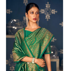 green-floral-woven-art-silk-saree-1