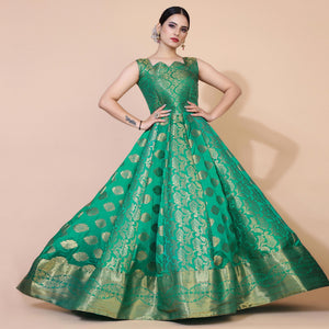 green-floral-woven-jacquard-anarkali-style-gown-2