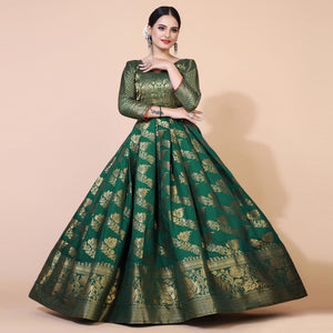 green-floral-woven-jacquard-anarkali-style-gown-4