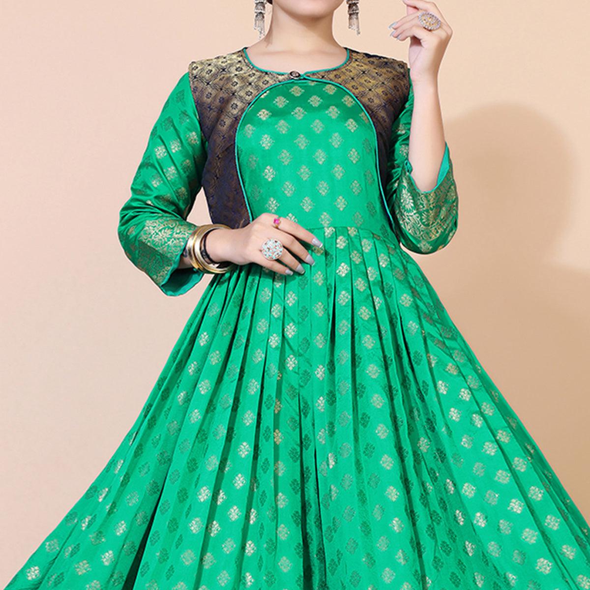 green-floral-woven-jacquard-anarkali-style-gown-1