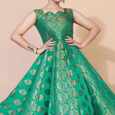 green-floral-woven-jacquard-anarkali-style-gown-2