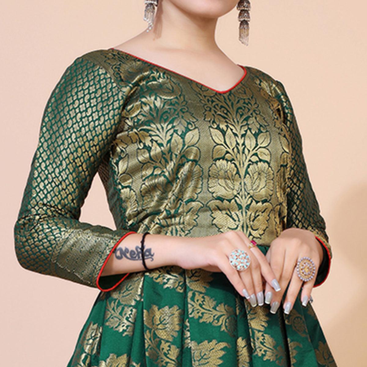 green-floral-woven-jacquard-anarkali-style-gown-4
