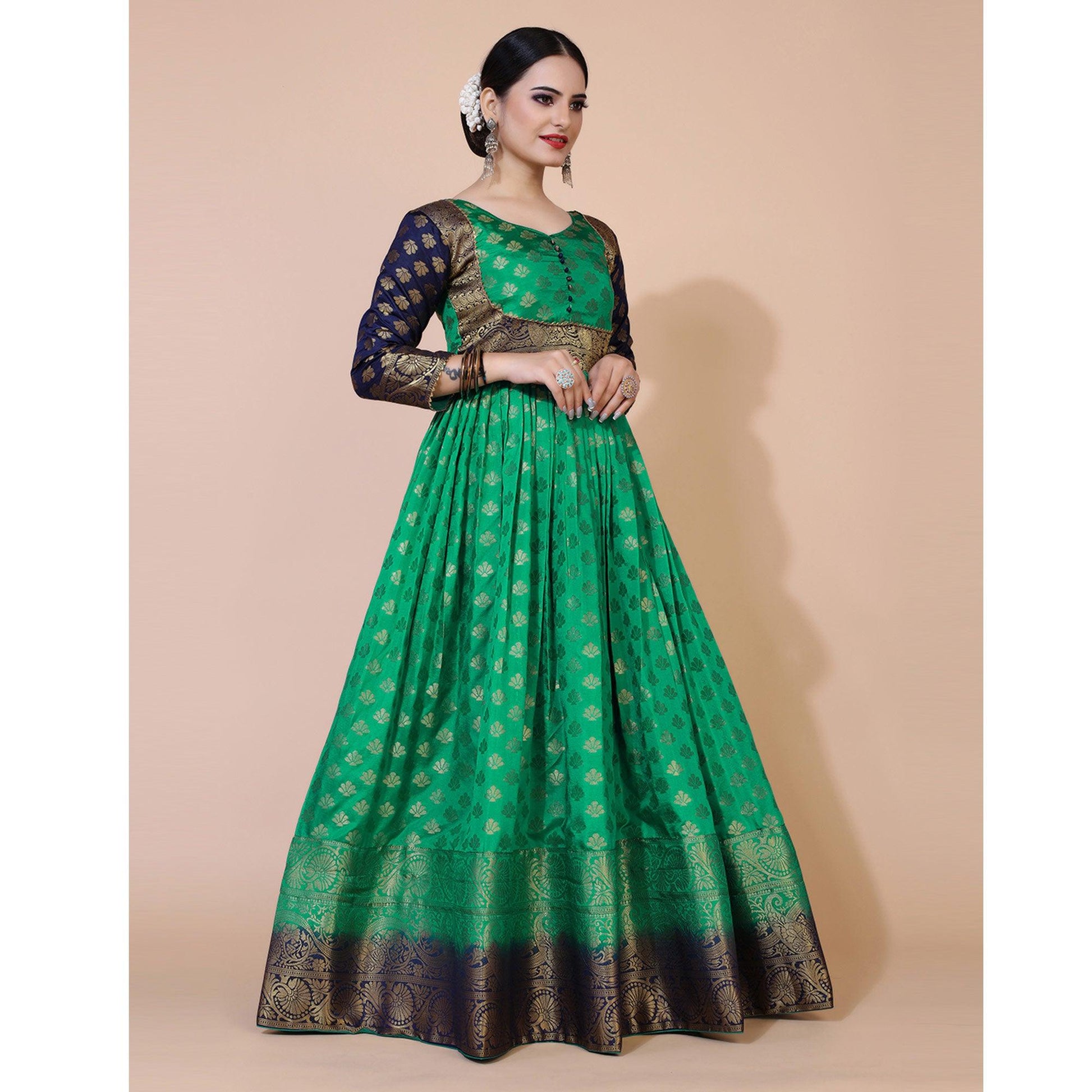 green-floral-woven-jacquard-anarkali-style-gown
