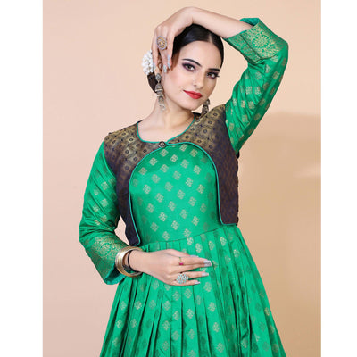 green-floral-woven-jacquard-anarkali-style-gown-1