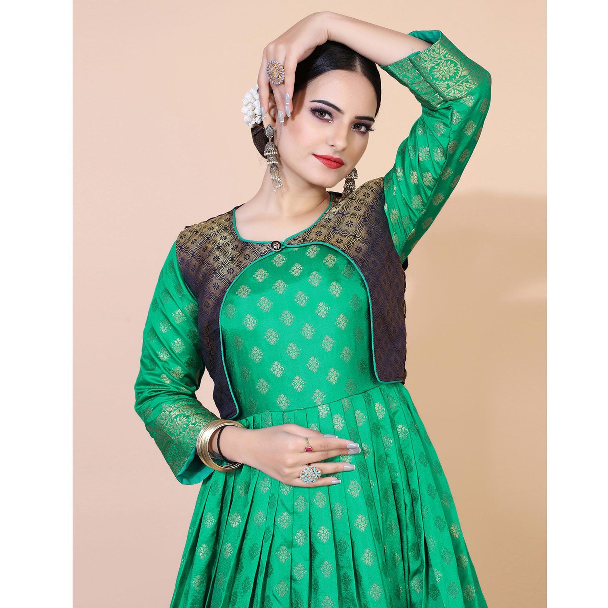 green-floral-woven-jacquard-anarkali-style-gown-1
