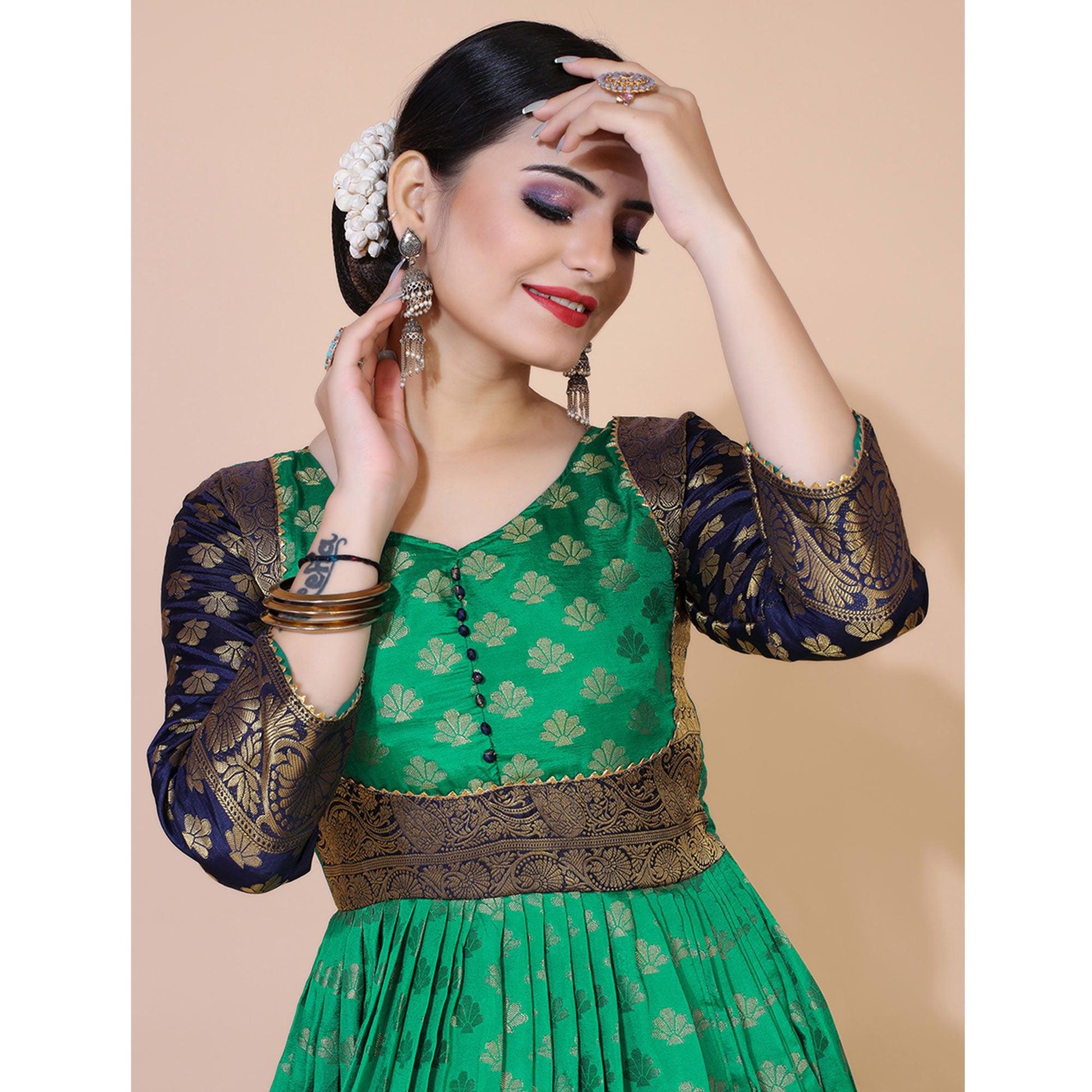 green-floral-woven-jacquard-anarkali-style-gown