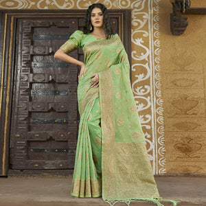 green-floral-woven-pure-cotton-saree-144129