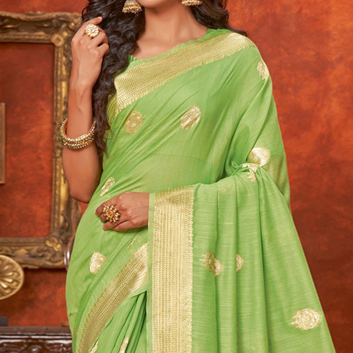 green-floral-woven-pure-cotton-saree-144142
