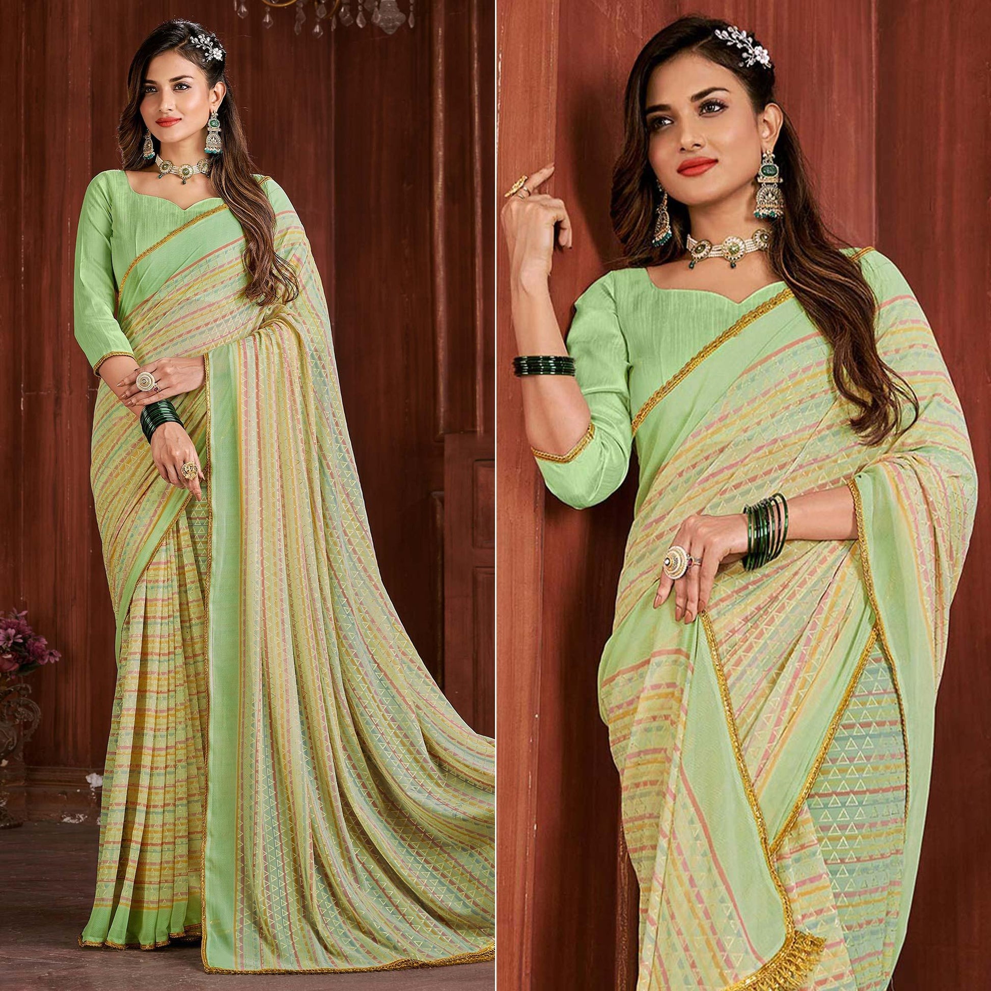 green-foil-printed-georgette-saree-145194