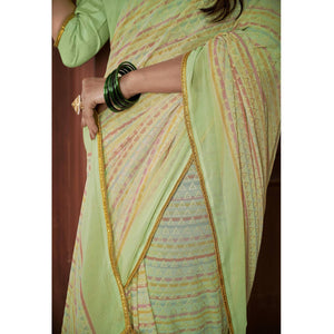 green-foil-printed-georgette-saree-145194