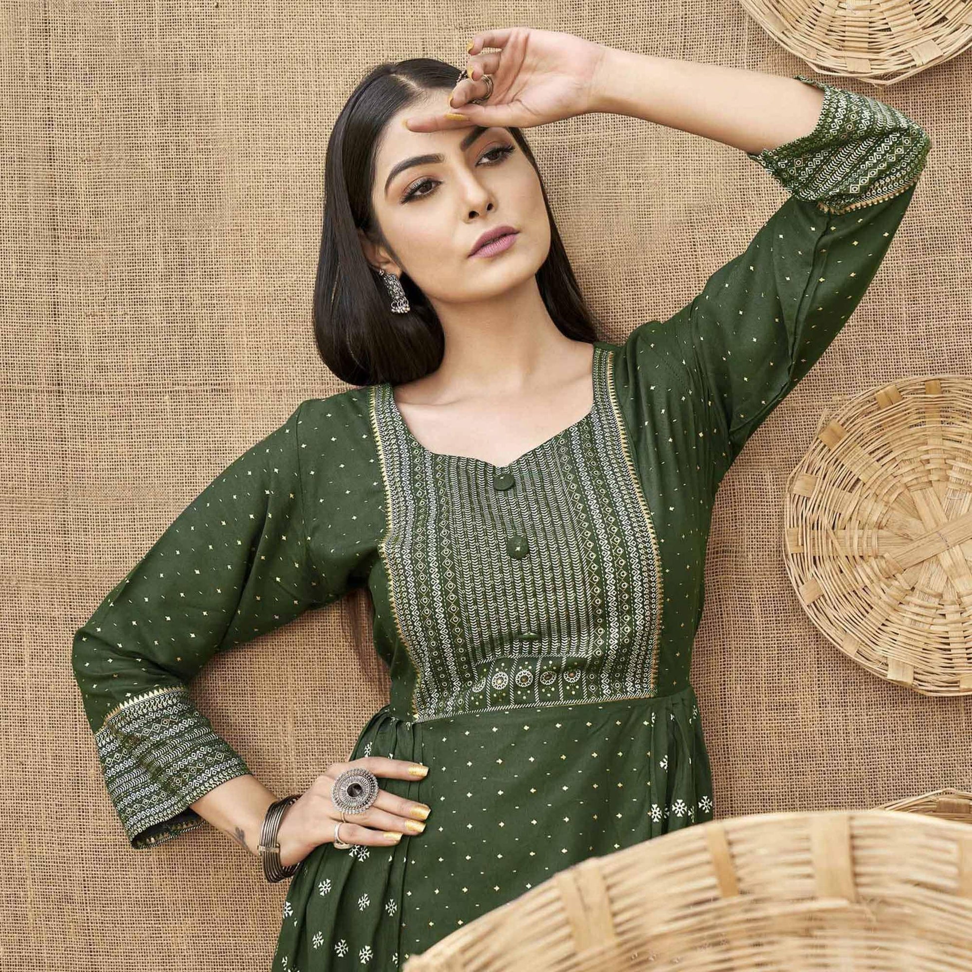 green-foil-printed-rayon-kurti