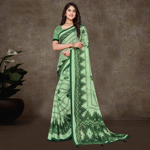 green-geometric-printed-chiffon-saree-with-tassels