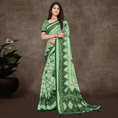 green-geometric-printed-chiffon-saree-with-tassels