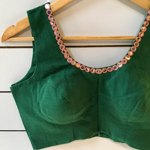 Green glass door