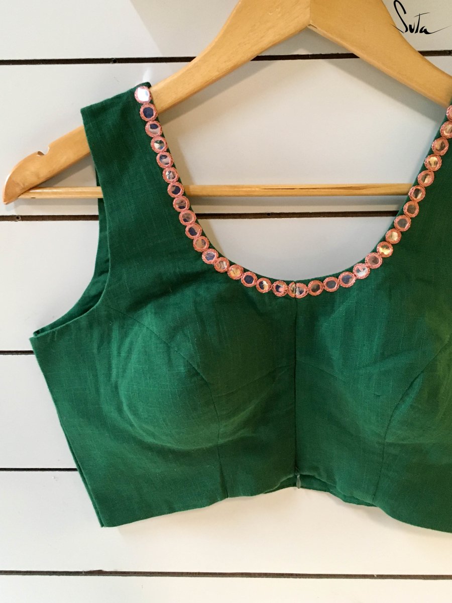 Green glass door