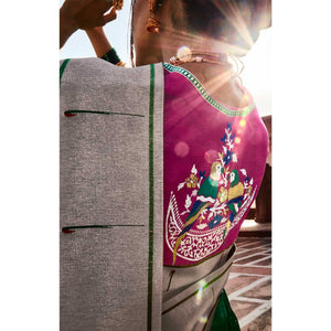 green-grey-festive-wear-floral-woven-silk-saree-121645