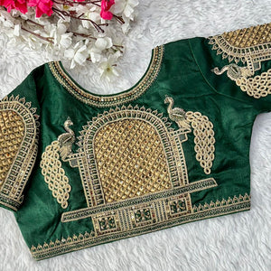 Green Handcrafted Sequence Blouse in Watermelon Silk – Perfect Fit for Any Occasion