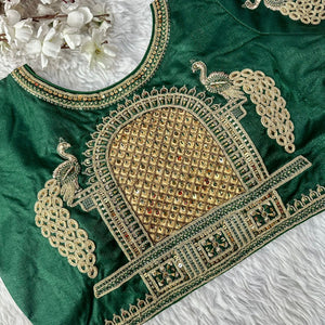Green Handcrafted Sequence Blouse in Watermelon Silk – Perfect Fit for Any Occasion