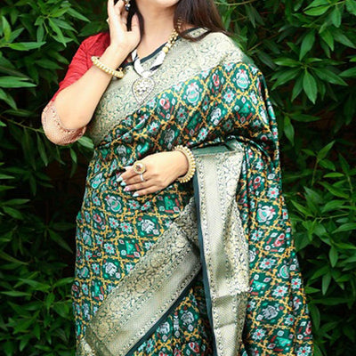 green-ikkat-printed-art-silk-saree