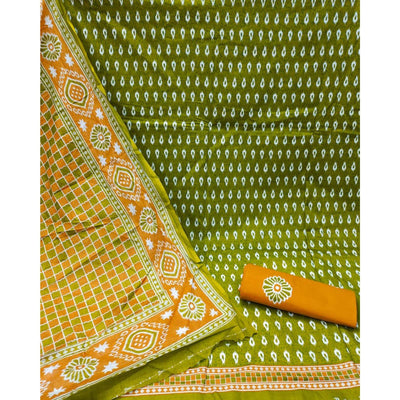green-ikkat-printed-poly-cotton-dress-material