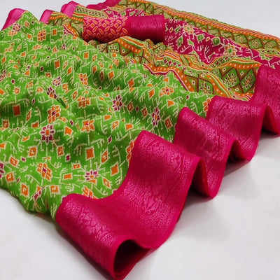 green-ikkat-printed-pure-cotton-saree-144029