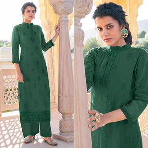 green-lucknowi-embroidered-georgette-kurti-palazzo-set