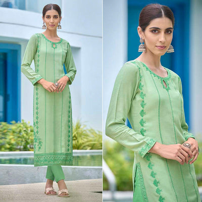 green-lucknowi-embroidered-rayon-kurti