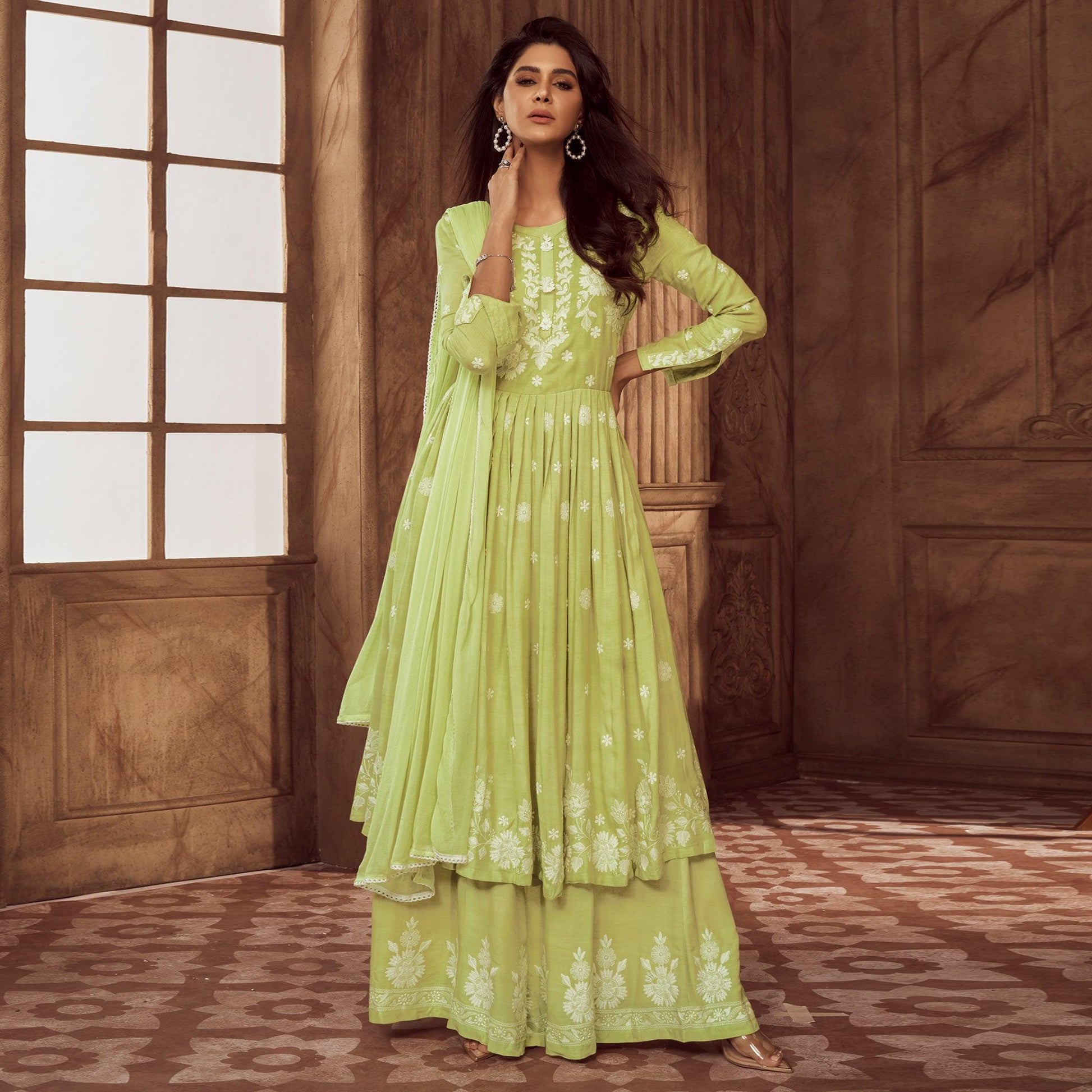 green-lucknowi-embroidered-rayon-palazzo-suit