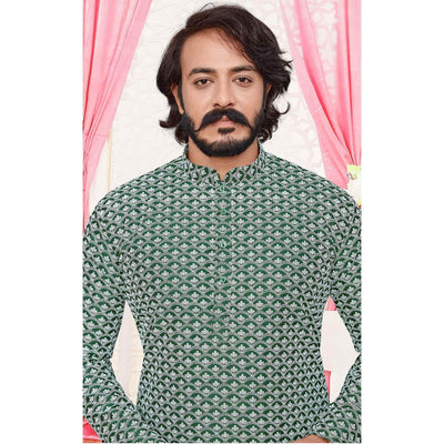 green-party-wear-lucknowi-work-silk-kurta-pyjama-set-114963