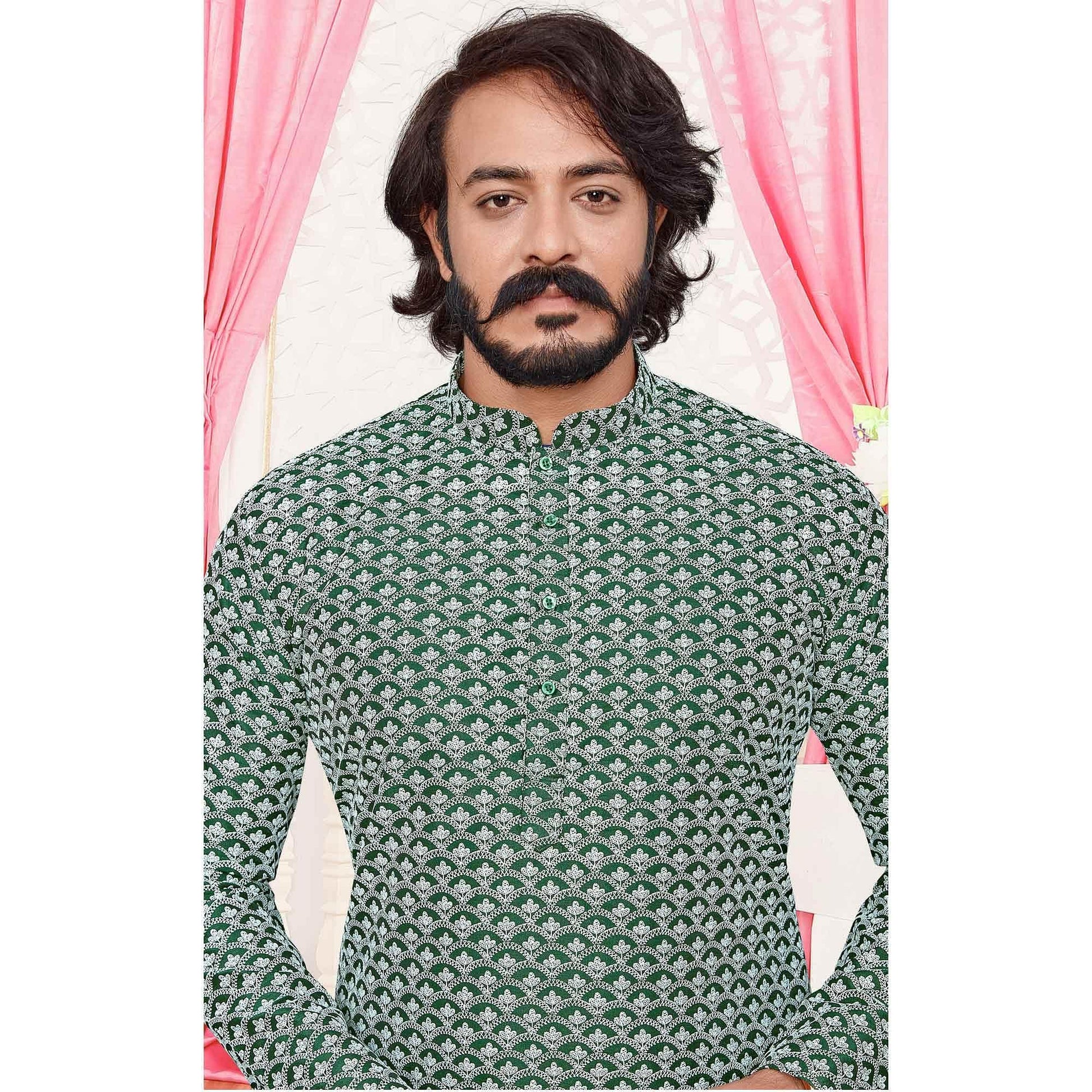 green-party-wear-lucknowi-work-silk-kurta-pyjama-set-114963